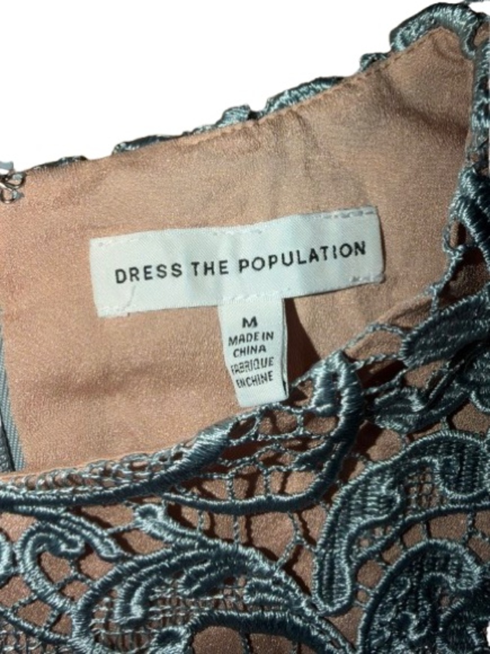 Dress the Population Light Blue Lace Mini Dress with Blush Lining - Picture 4 of 5